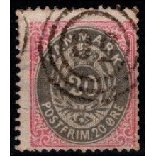 Tofarvet øreudgave. 20 øre rød/grå. Stemplet. 